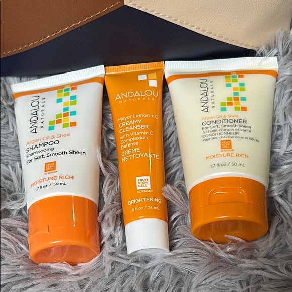 ANDALOU NATURALS HAIR & FACE CLEANSER BUNDLE w/Ipsy TriColor Block Zipped Pouch - Picture 2 of 10